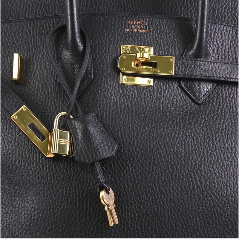 Hermes Birkin Handbag Noir Ardennes with Gold Hardware 35, 1