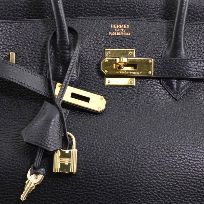 Women's Hermes Birkin Handbag Noir Ardennes with Gold Hardware 35