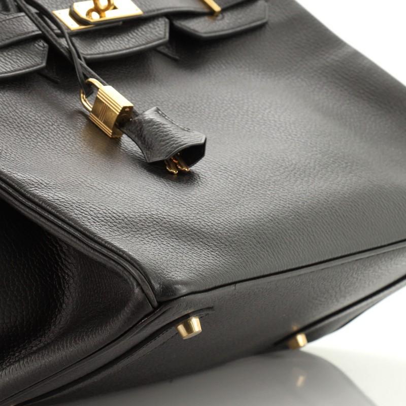 Hermes Birkin Handbag Noir Ardennes With Gold Hardware 35  1