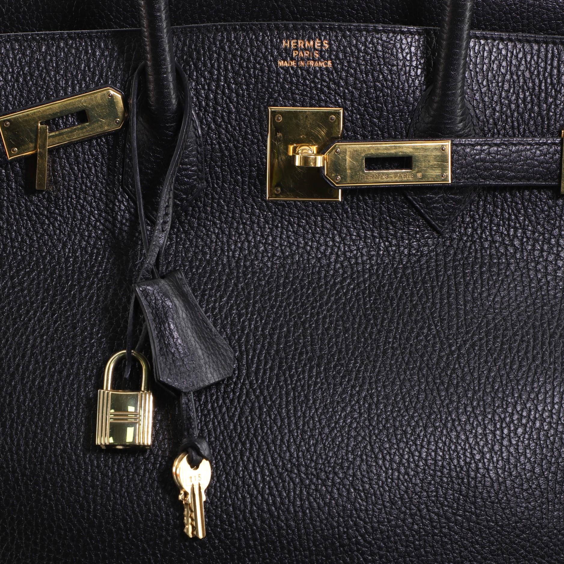 Hermes Birkin Handbag Noir Ardennes With Gold Hardware 35  2