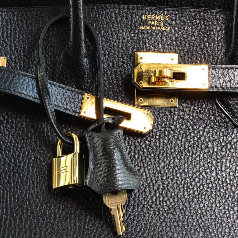 Hermes Birkin Handbag Noir Ardennes with Gold Hardware 35 In Good Condition In NY, NY
