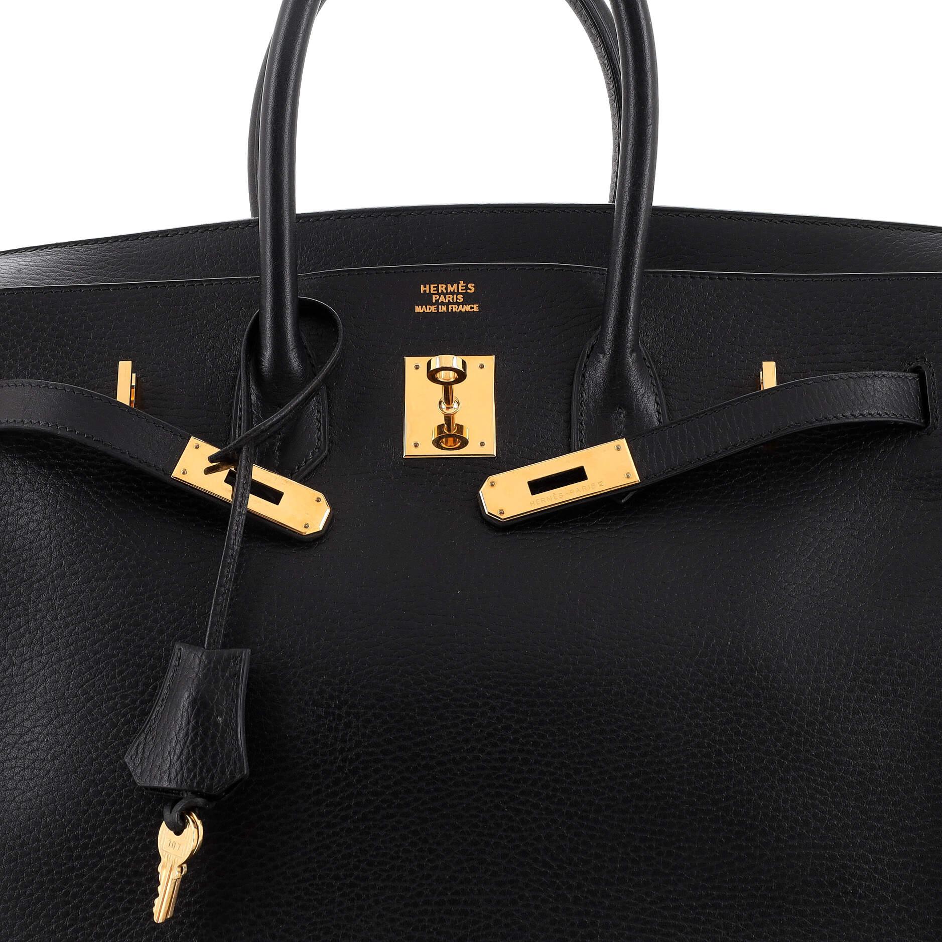 Hermes Birkin Handbag Noir Ardennes with Gold Hardware 35 For Sale 3