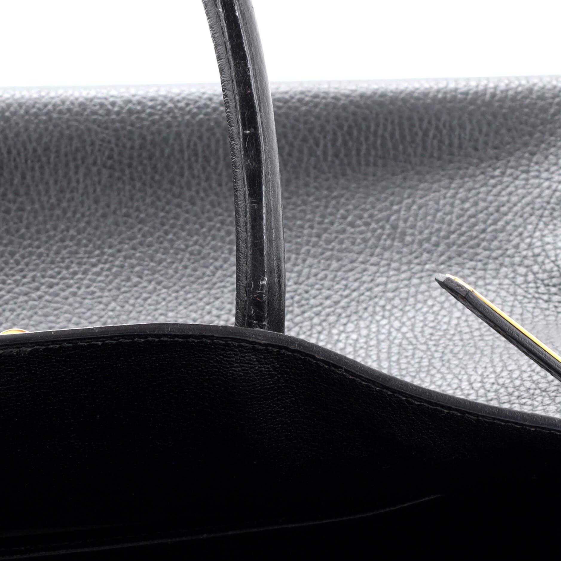 Hermes Birkin Handbag Noir Ardennes with Gold Hardware 35 5