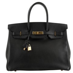 Hermes Birkin Handbag Noir Ardennes with Gold Hardware 35