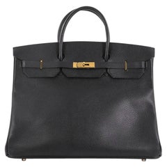 Hermes Birkin Handbag Noir Ardennes with Gold Hardware 40