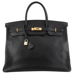 Hermes Birkin Handbag Noir Ardennes with Gold Hardware 40