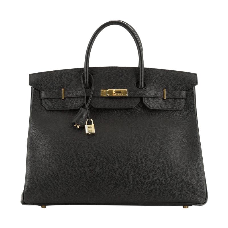 Hermes Birkin Handbag Noir Ardennes with Gold Hardware 40