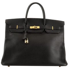 Hermes Birkin Handbag Noir Ardennes with Gold Hardware 40
