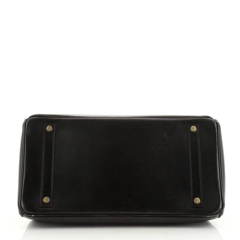 Black Hermes Birkin Handbag Noir Box Calf With Gold Hardware 35