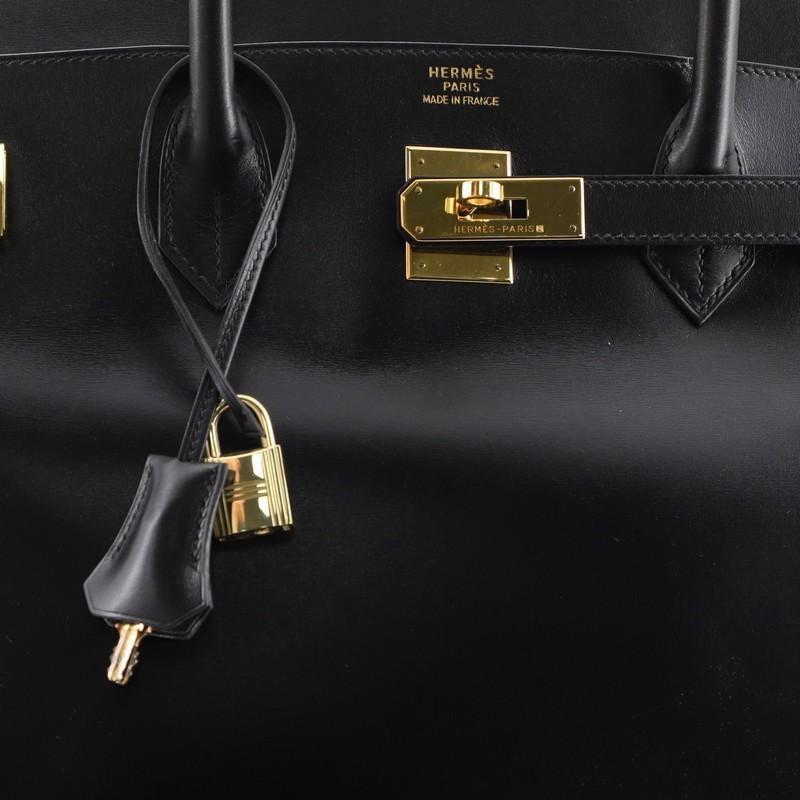 Black Hermes Birkin Handbag Noir Box Calf With Gold Hardware 40