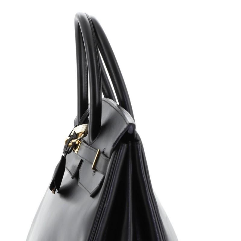 Women's or Men's Hermes Birkin Handbag Noir Box Calf With Gold Hardware 40 