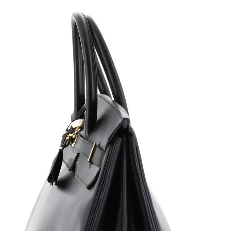 Women's or Men's Hermes Birkin Handbag Noir Box Calf With Gold Hardware 40