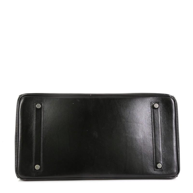 Women's Hermes Birkin Handbag Noir Box Calf with Palladium Hardware 35