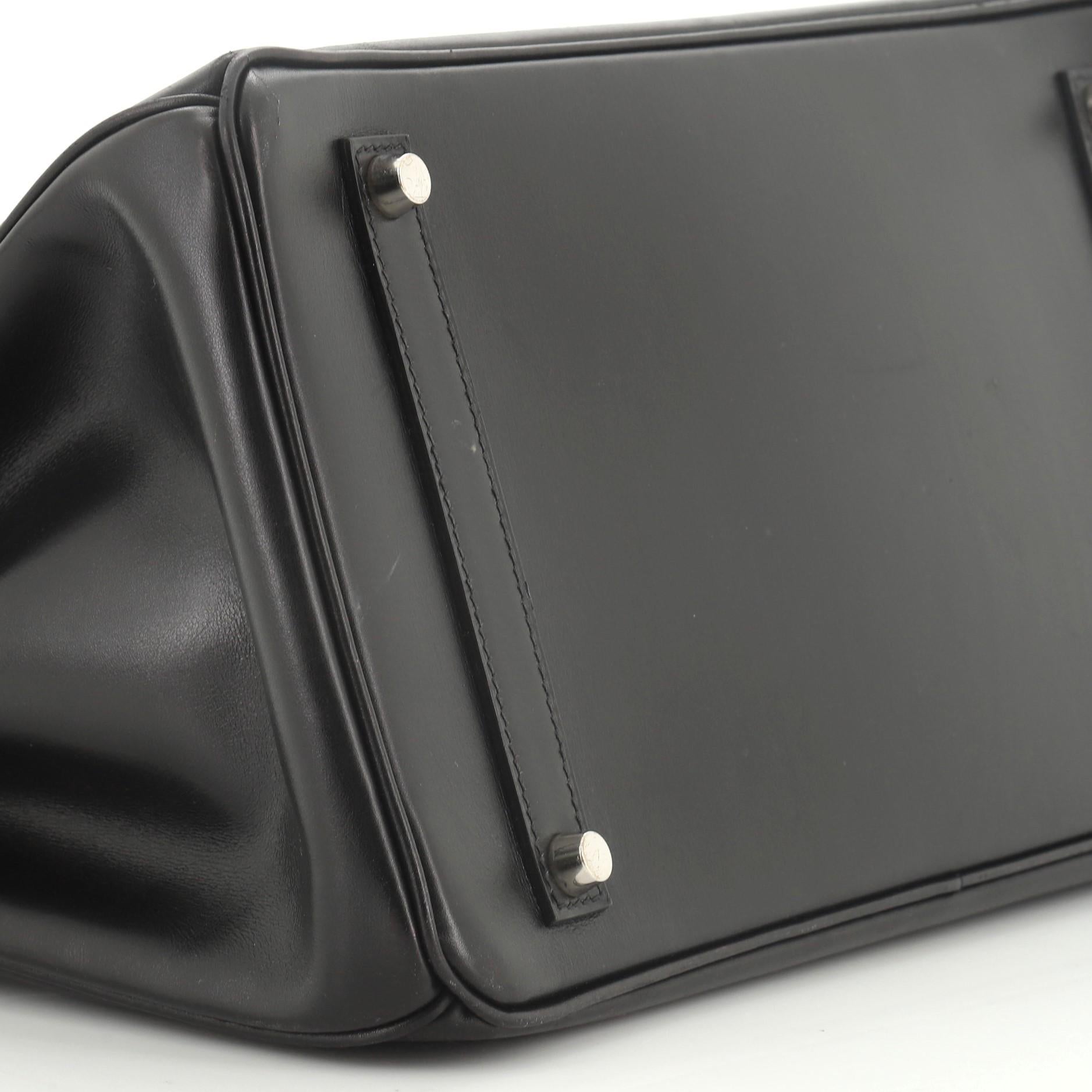 Hermes Birkin Handbag Noir Box Calf with Palladium Hardware 35 1