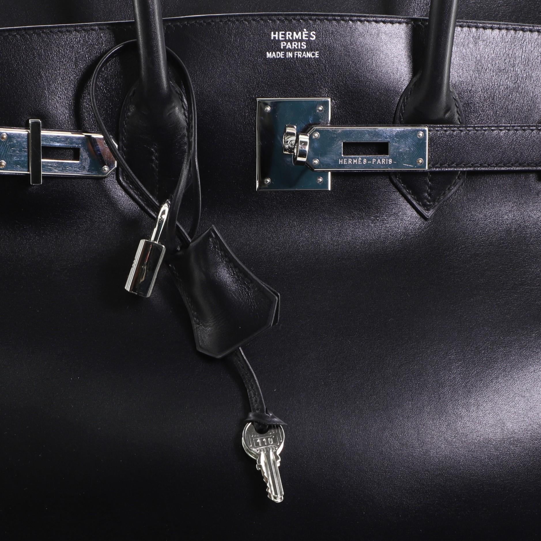 Hermes Birkin Handbag Noir Box Calf with Palladium Hardware 35 2