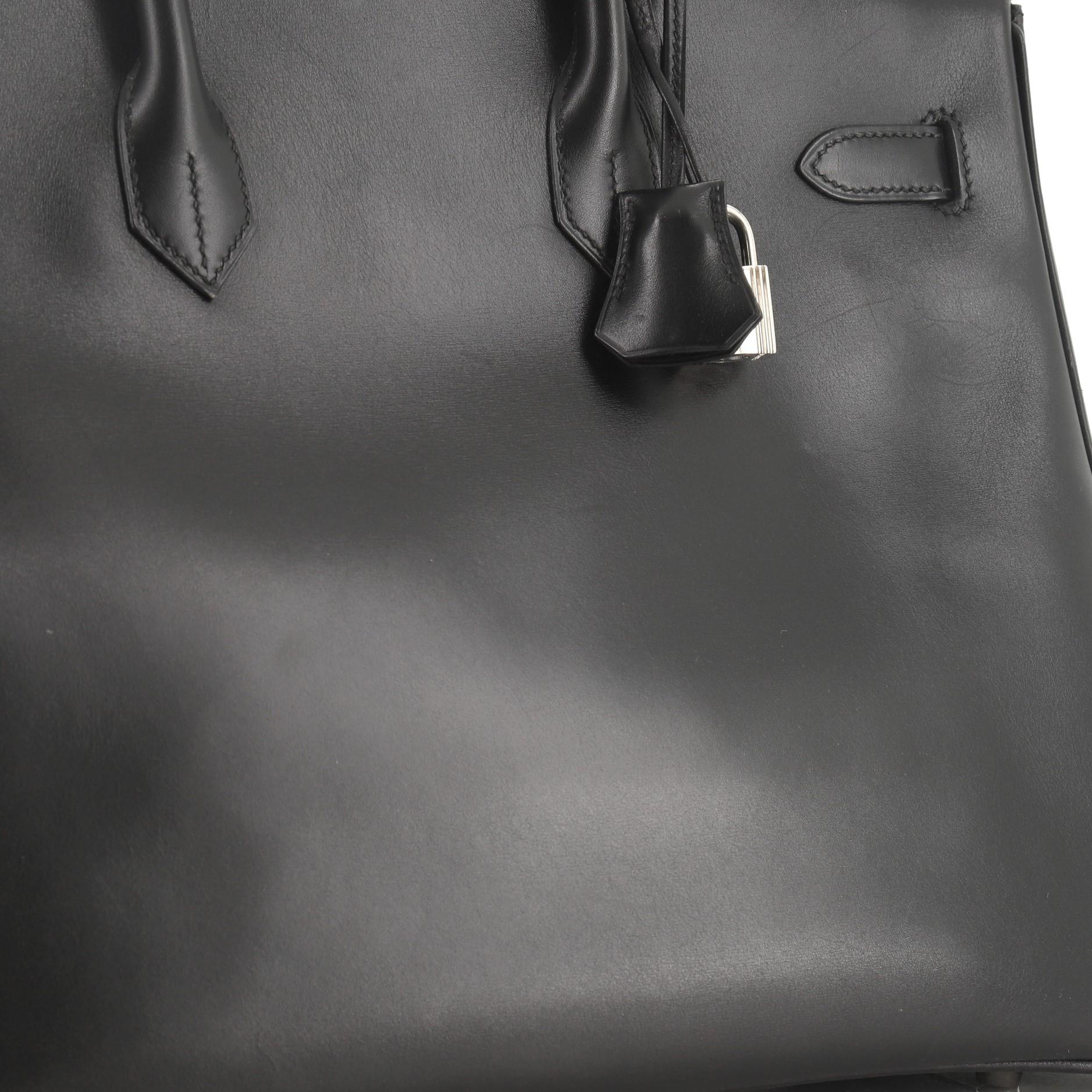 Hermes Birkin Handbag Noir Box Calf with Palladium Hardware 35 2