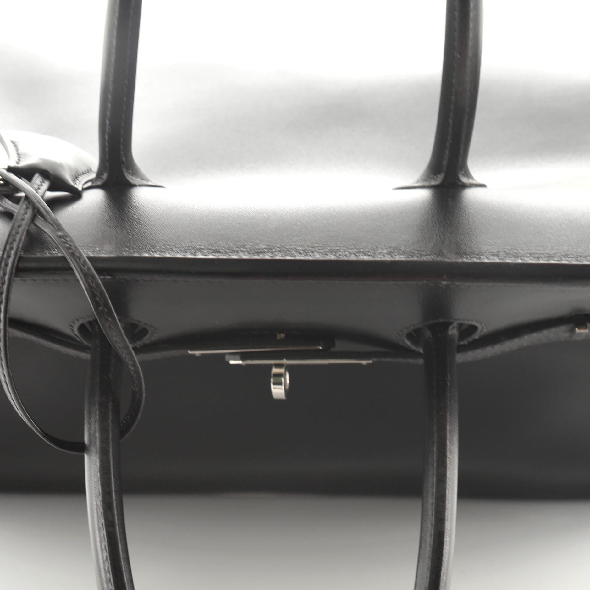 Hermes Birkin Handbag Noir Box Calf with Palladium Hardware 35 3