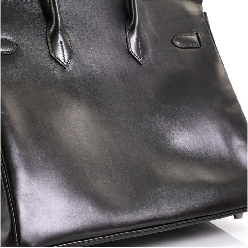 Hermes Birkin Handbag Noir Box Calf with Palladium Hardware 35 3
