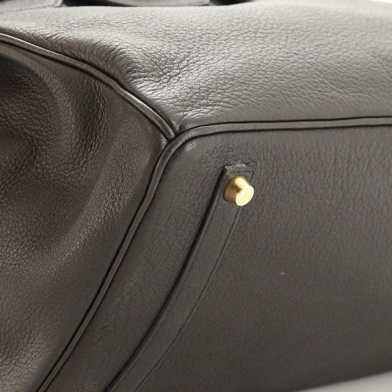 Black Hermes Birkin Handbag Noir Buffalo Skipper With Gold Hardware 35