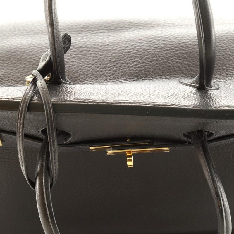 Hermes Birkin Handbag Noir Buffalo Skipper With Gold Hardware 35  In Good Condition In NY, NY