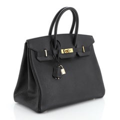Hermes Birkin Handbag Noir Chevre de Coromandel with Gold Hardware 35