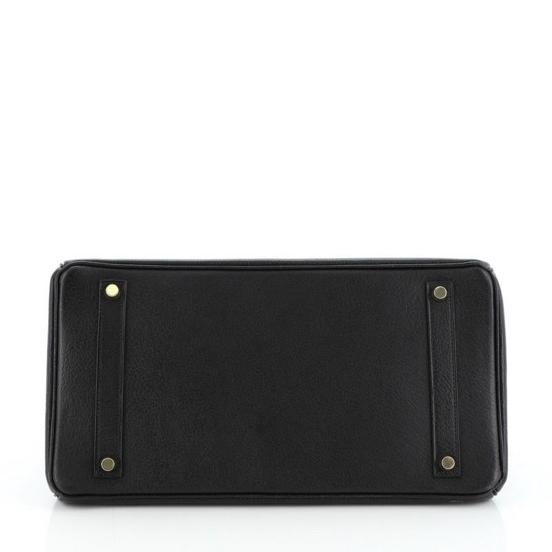Hermes Birkin Handbag Noir Chevre de Coromandel with Gold Hardware 35 In Good Condition In NY, NY