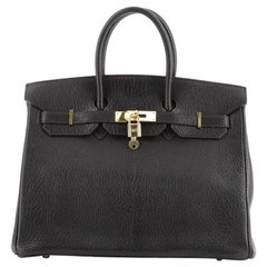 Hermes Birkin Handbag Noir Chevre de Coromandel with Gold Hardware 35