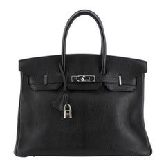 Hermes Birkin Handbag Noir Chevre de Coromandel with Palladium Hardware 3