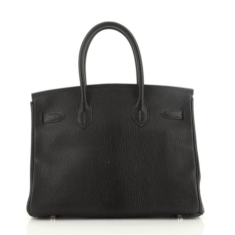 Black Hermes Birkin Handbag Noir Chevre de Coromandel with Palladium Hardware 30