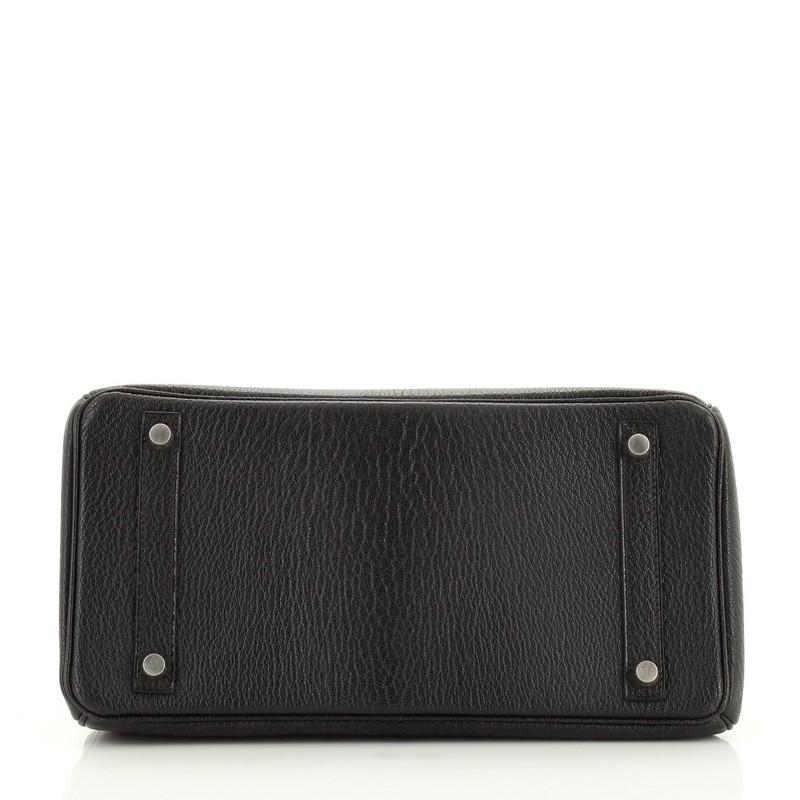 Hermes Birkin Handbag Noir Chevre de Coromandel with Palladium Hardware 30 In Good Condition In NY, NY