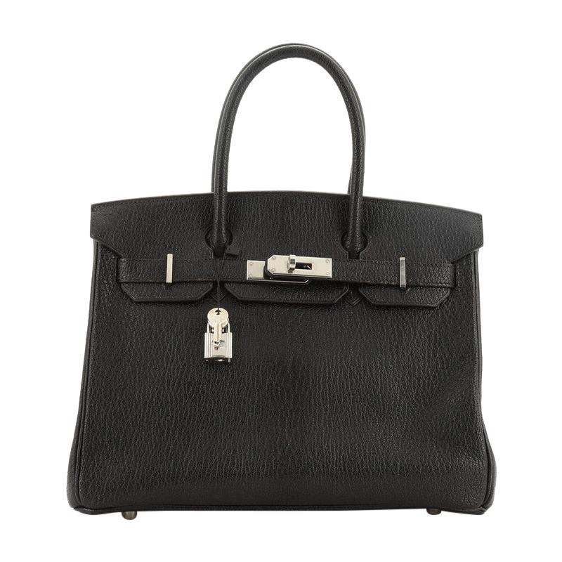 Hermes Birkin Handbag Noir Chevre de Coromandel with Palladium Hardware 30