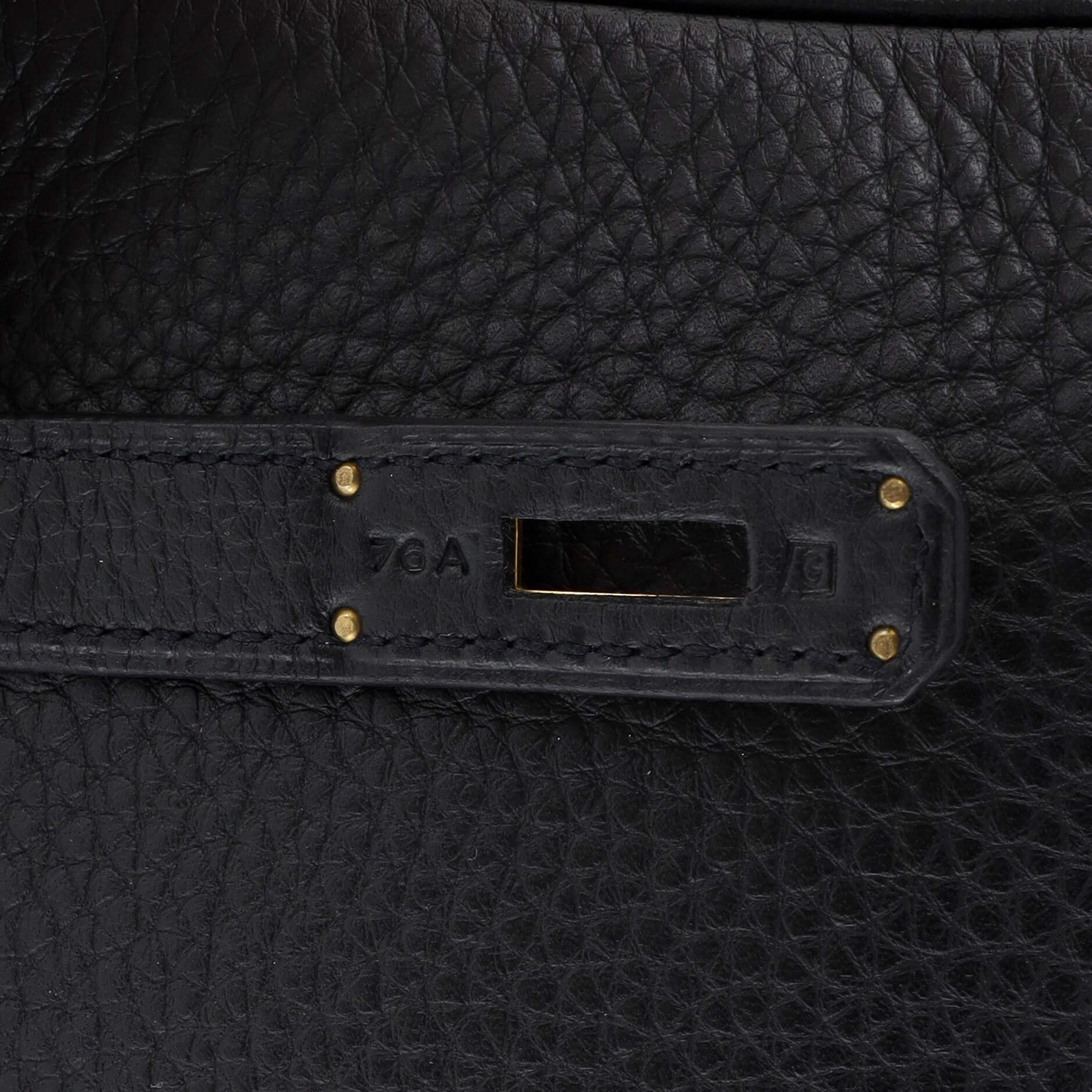 Hermes Birkin Handbag Noir Clemence with Gold Hardware 30 6