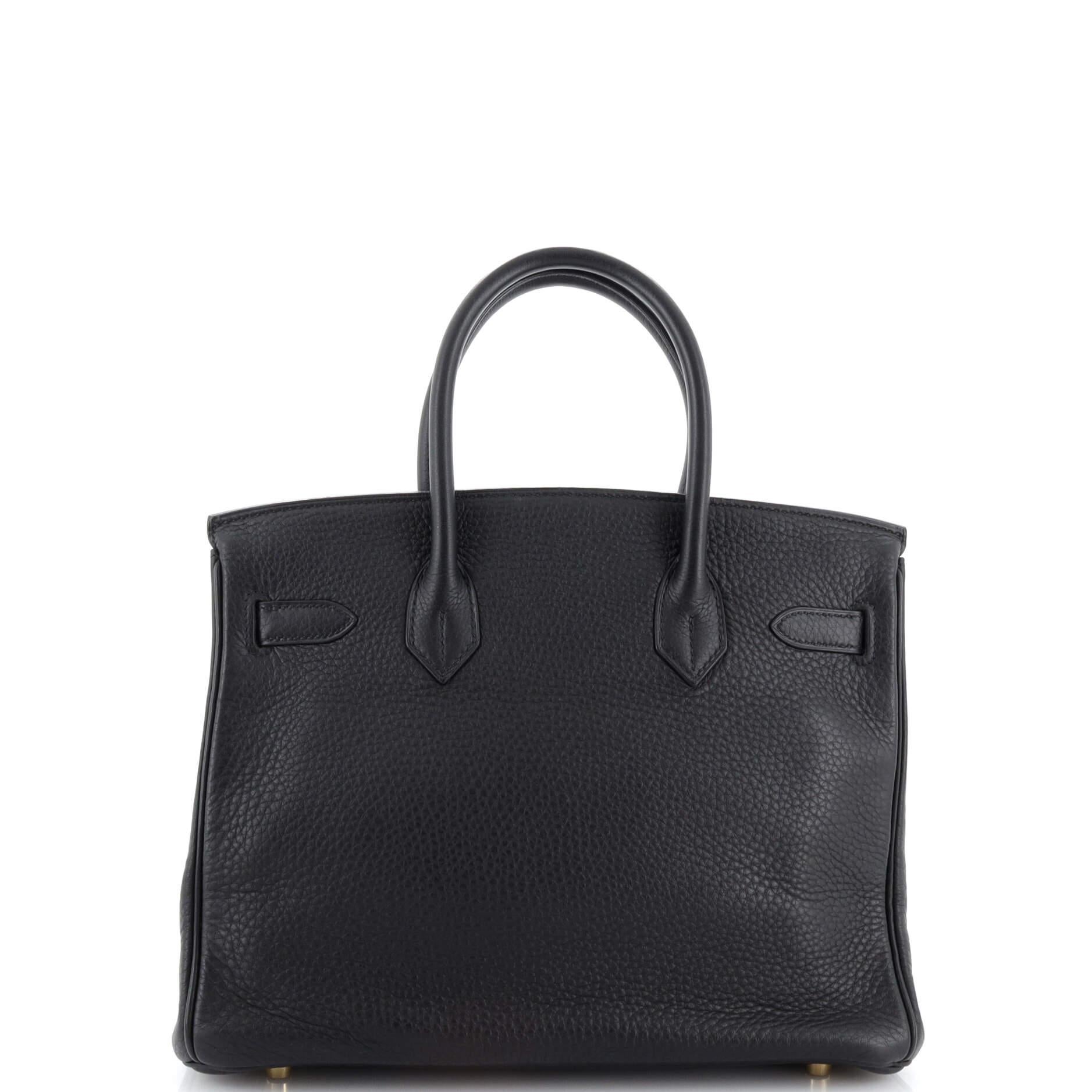 Women's or Men's Hermes Birkin Handbag Noir Clemence with Gold Hardware 30
