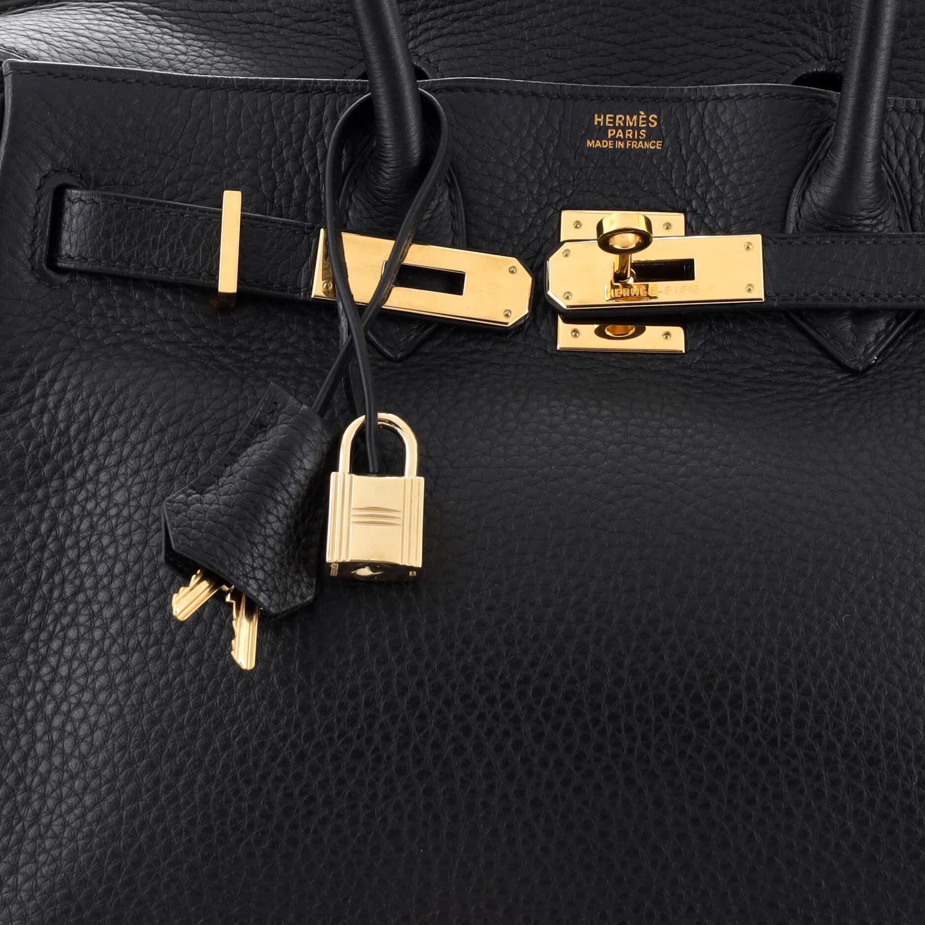 Hermes Birkin Handbag Noir Clemence with Gold Hardware 30 3