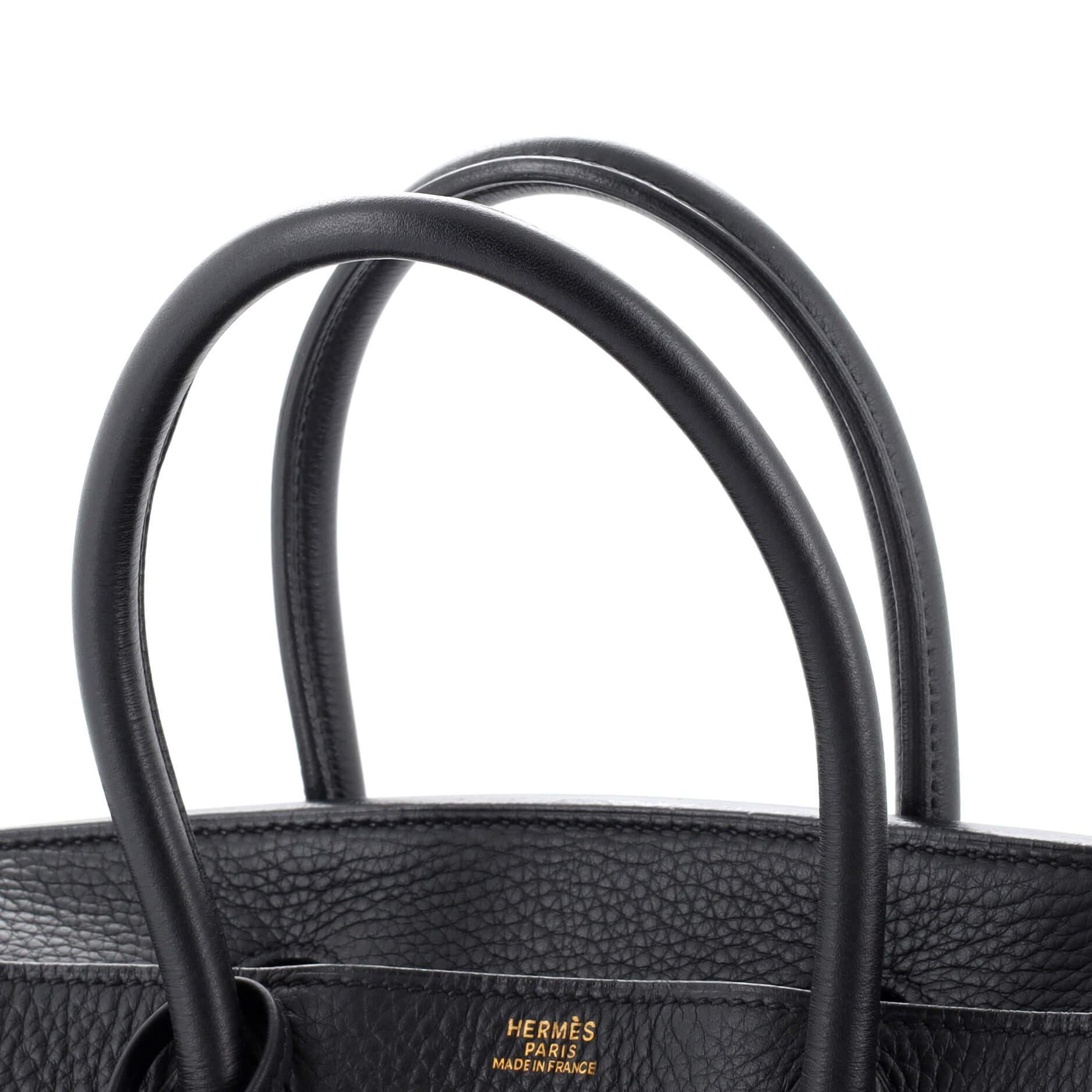 Hermes Birkin Handbag Noir Clemence with Gold Hardware 30 4