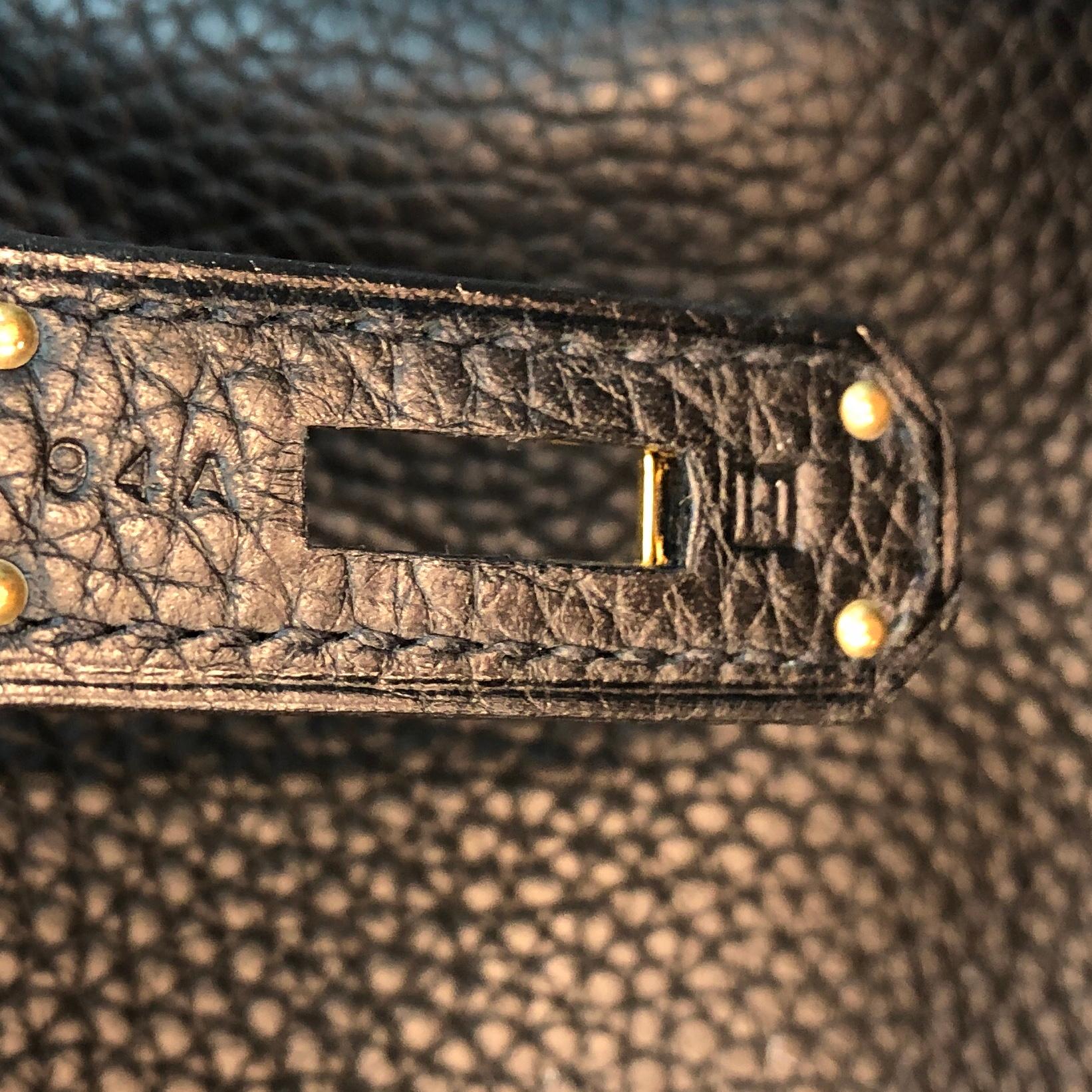 Hermes Birkin Handbag Noir Clemence with Gold Hardware 35 5