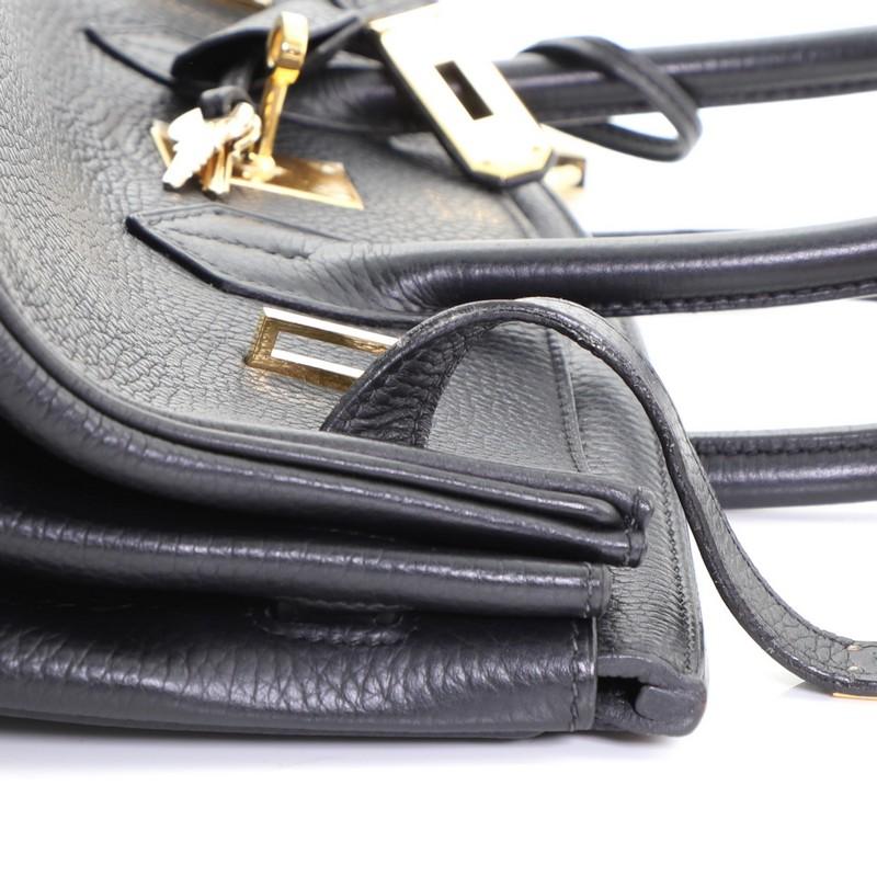 Hermes Birkin Handbag Noir Clemence With Gold Hardware 35  6