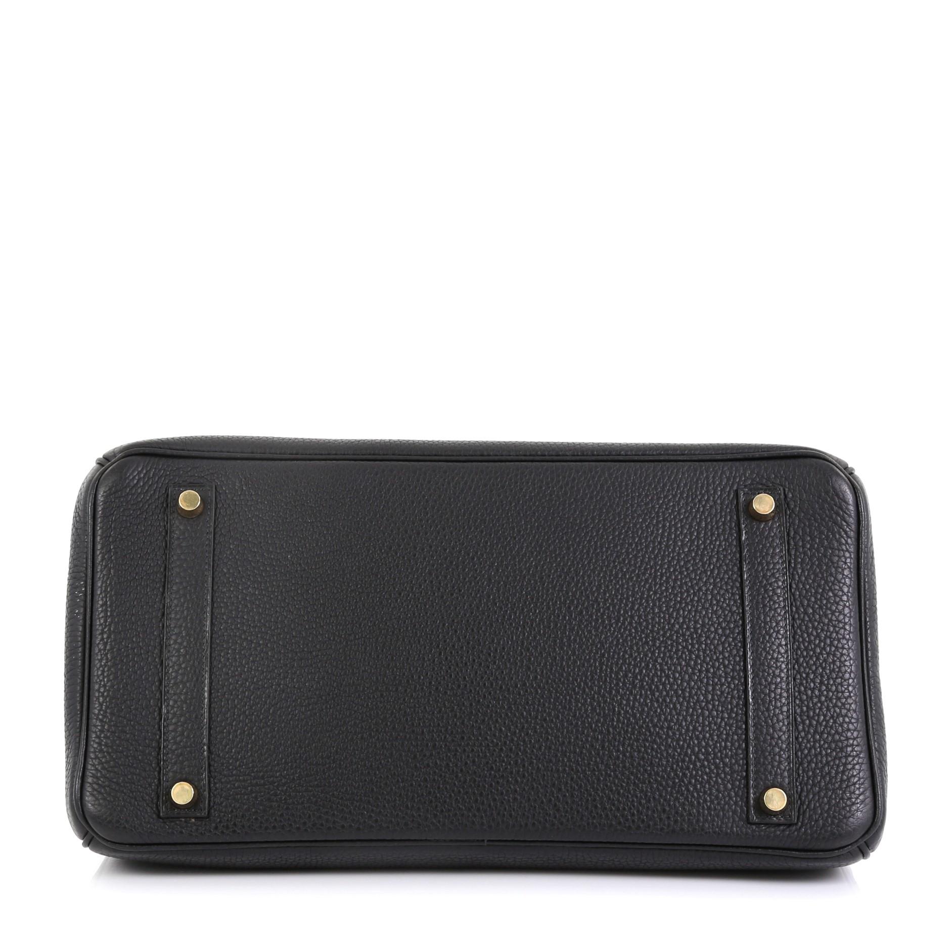Women's Hermes Birkin Handbag Noir Clemence with Gold Hardware 35