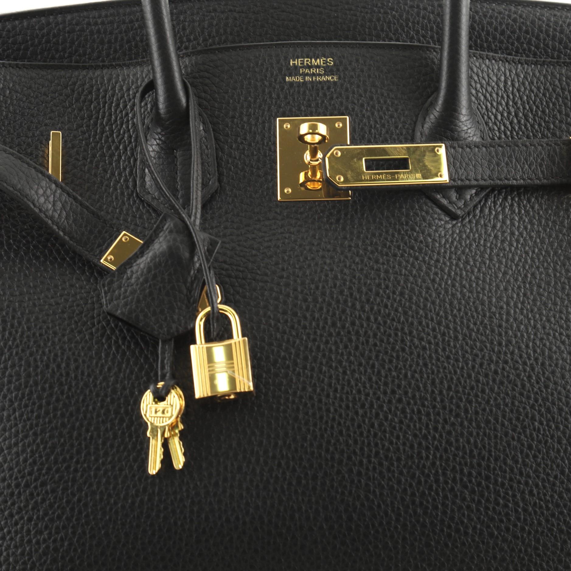  Hermes Birkin Handbag Noir Clemence with Gold Hardware 35 1