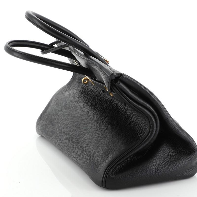 Hermes Birkin Handbag Noir Clemence With Gold Hardware 35  2