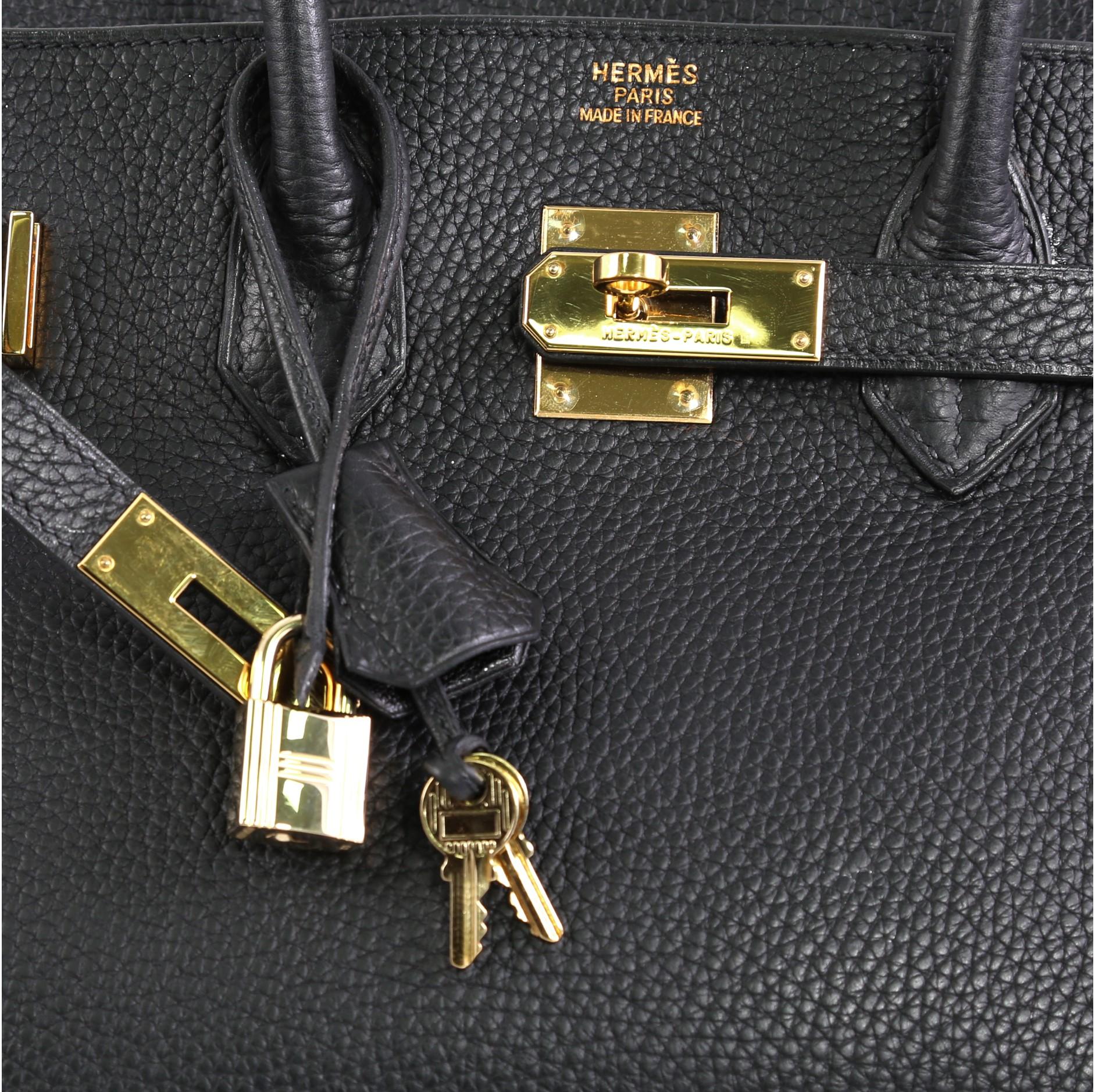 Hermes Birkin Handbag Noir Clemence with Gold Hardware 35 3