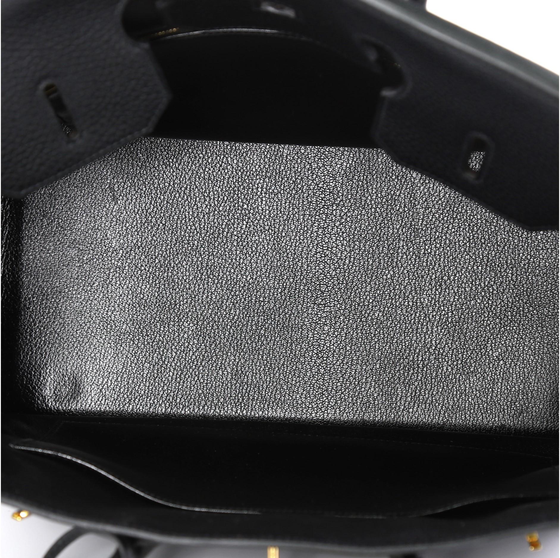 Hermes Birkin Handbag Noir Clemence with Gold Hardware 35 4