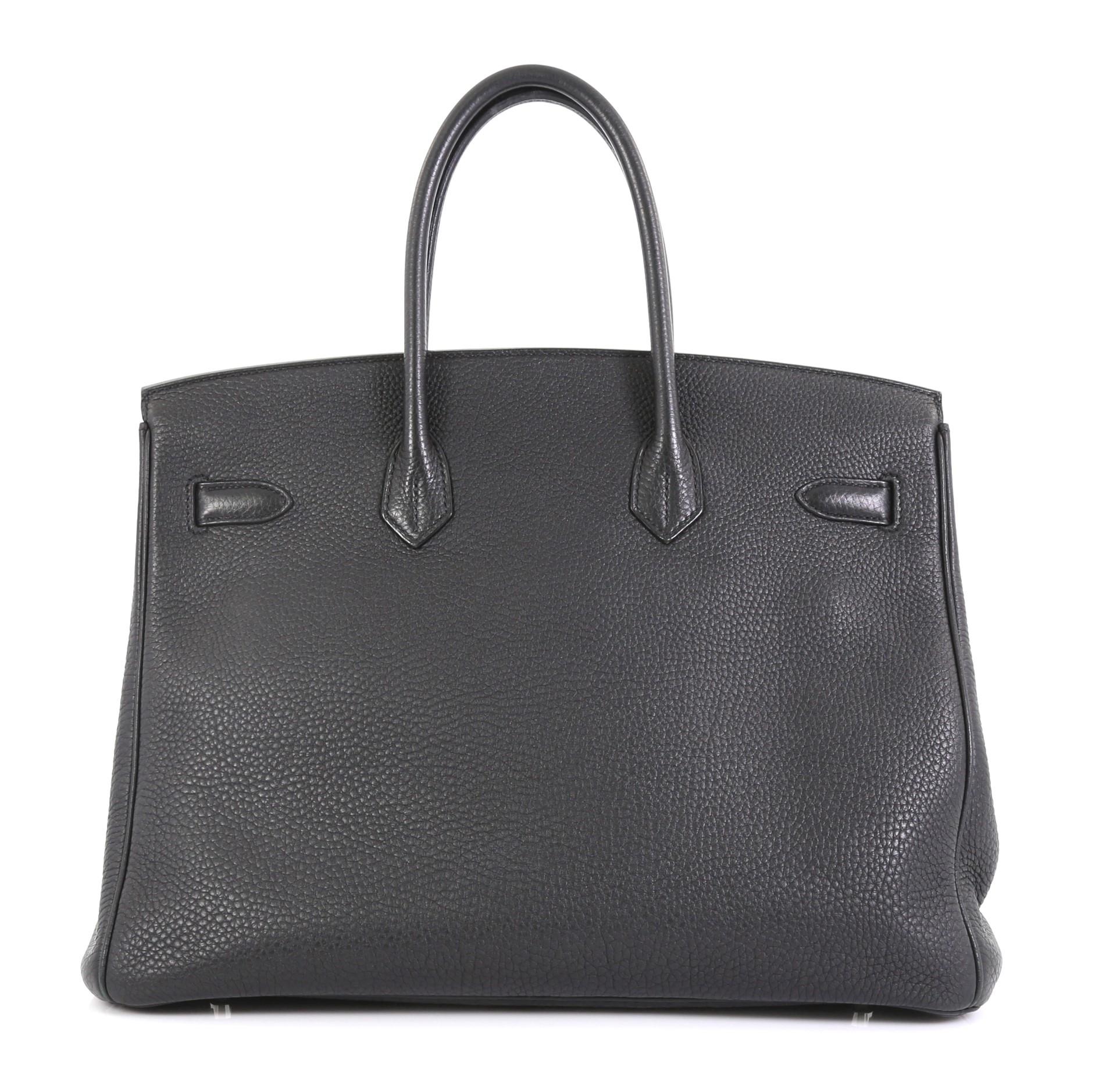 Black Hermes Birkin Handbag Noir Clemence with Palladium Hardware 35