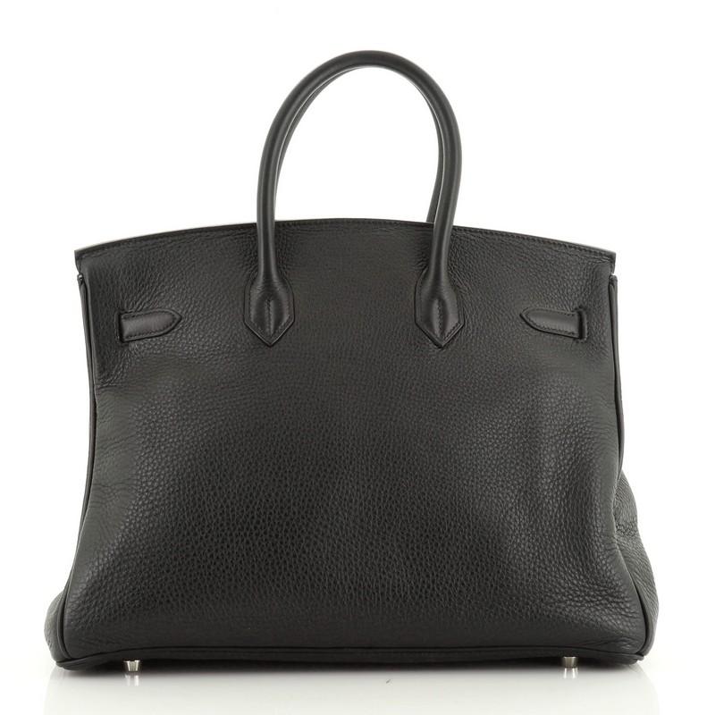 Black Hermes Birkin Handbag Noir Clemence With Palladium Hardware 35 