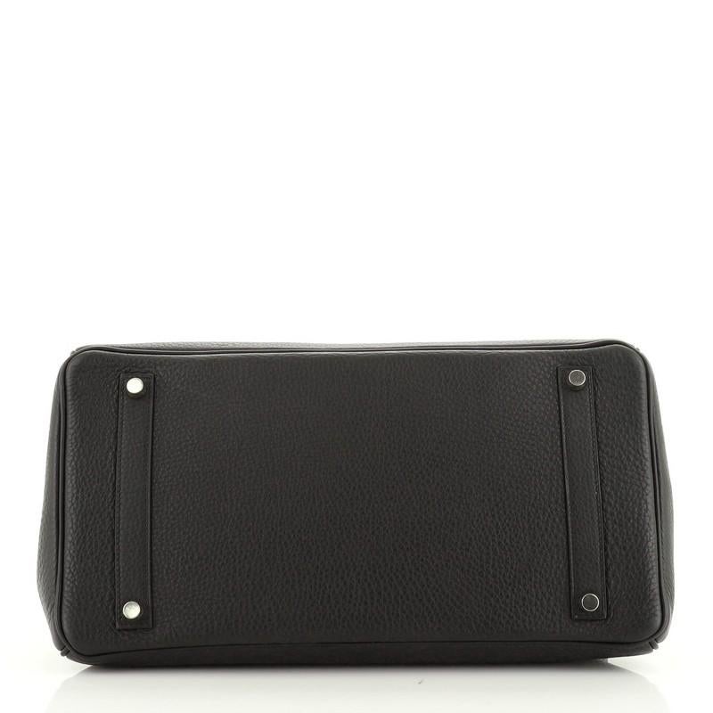 Hermes Birkin Handbag Noir Clemence With Palladium Hardware 35  In Good Condition In NY, NY