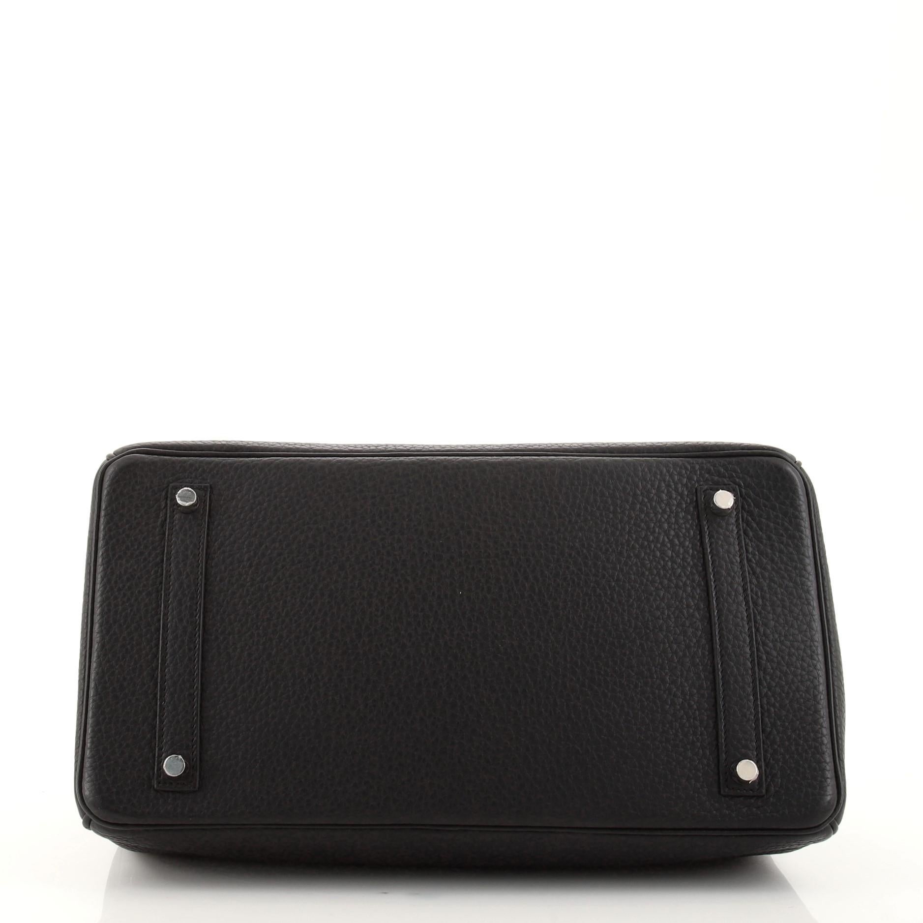 Women's or Men's Hermes Birkin Handbag Noir Clemence with Palladium Hardware 35