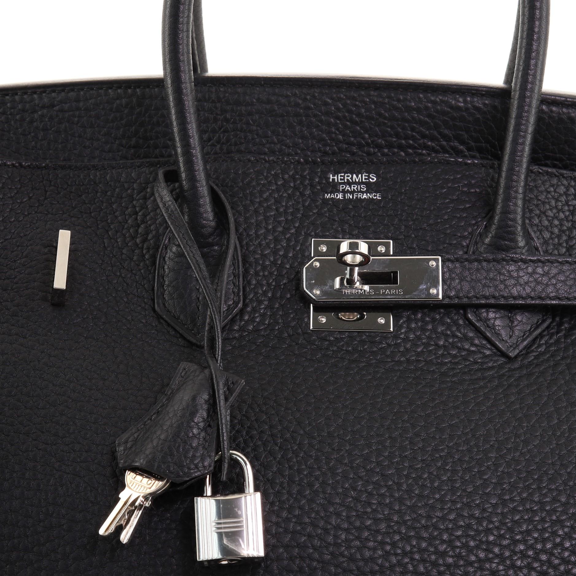 Hermes Birkin Handbag Noir Clemence with Palladium Hardware 35 2