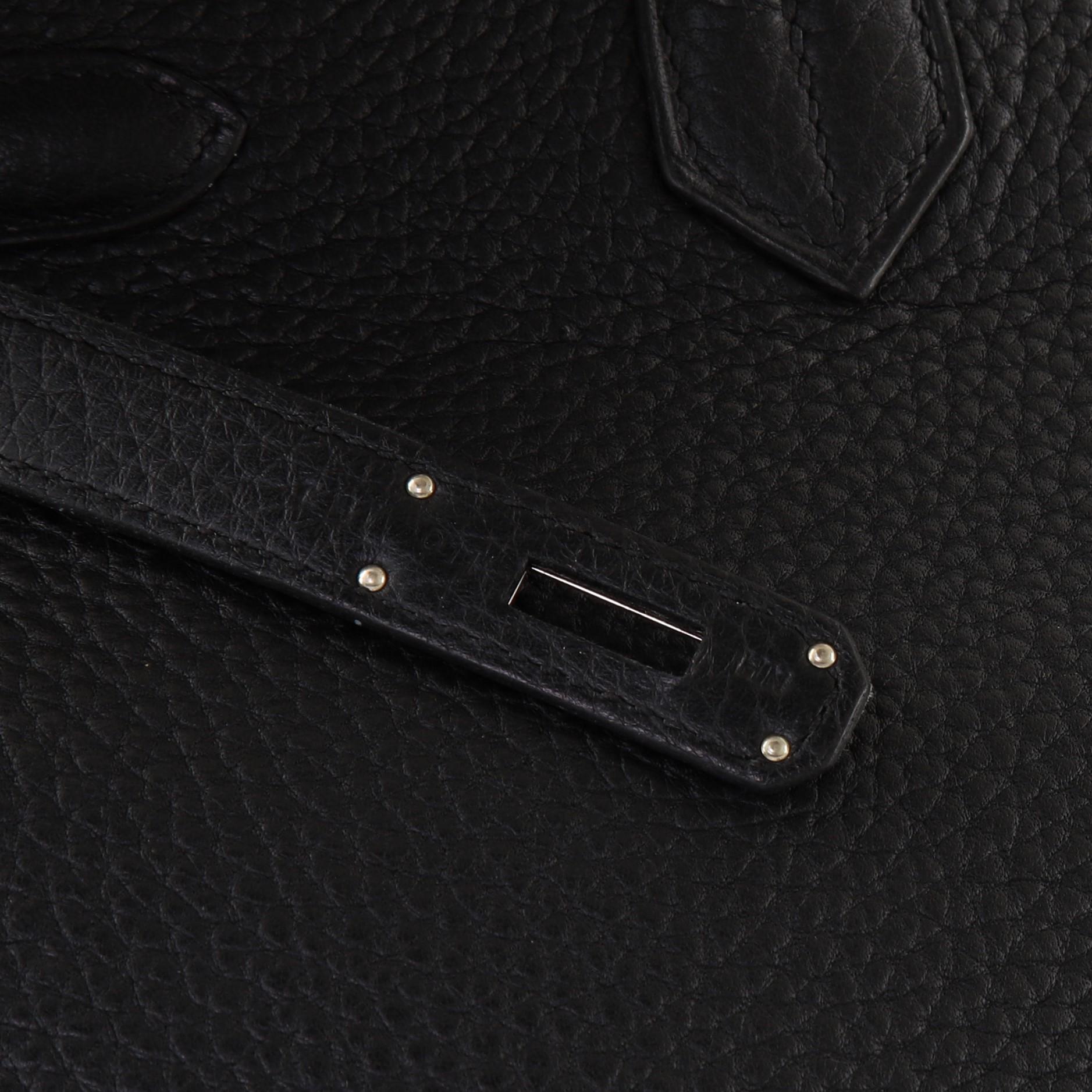 Hermes Birkin Handbag Noir Clemence with Palladium Hardware 35 4