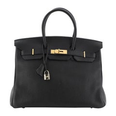 Hermes  Birkin Handbag Noir Clemence with Palladium Hardware 35