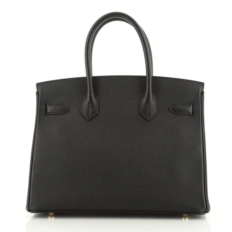 Black Hermes Birkin Handbag Noir Epsom With Gold Hardware 30 